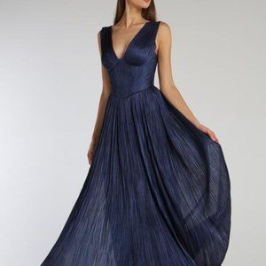 MARIA LUCIA HOHAN Blue Elysia Plissé Silk-tulle Maxi Dress